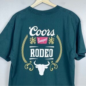 Tee Luv Men's Graphic Print Coors Banquet Rodeo Beer Tee Shirt Size L; Beer